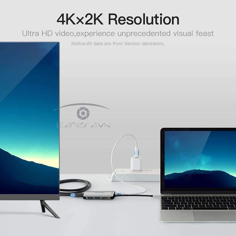 Bộ chuyển đổi Type-C ra cổng HDMI/USB 3.0/Card Reader SD,TF - Vention converter CMEHA