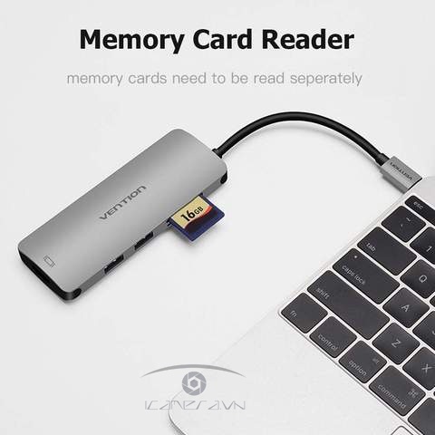 Bộ chuyển đổi Type-C ra cổng HDMI/USB 3.0/Card Reader SD,TF - Vention converter CMEHA