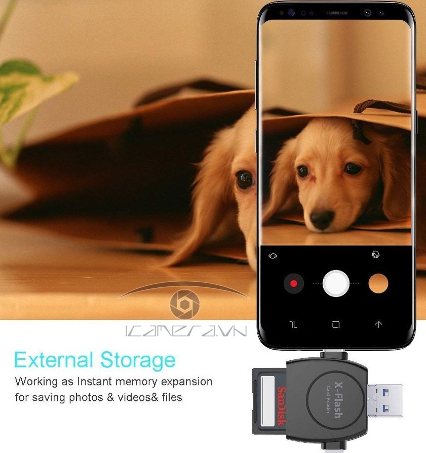 Đầu đọc thẻ X-Flash 5in1 Lightning/MicroUSB/USB A/Type-C/Micro SD TF Card
