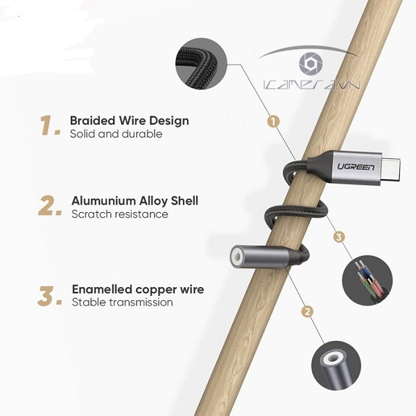 Cáp USB Type C to 3.5mm Ugreen 30632 cao cấp