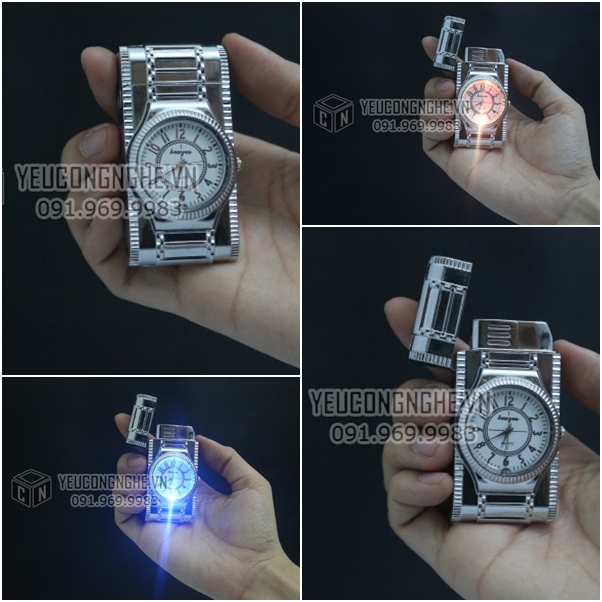 Bật lửa hình đồng hồ đèn LED phát sáng đổi màu độc đáo Bật lửa hình đồng hồ đèn LED phát sáng đổi màu độc đáo