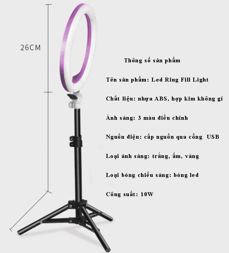 Đèn LED ring mini ZD666, thiết bị quay phim, livestream, chụp ảnh