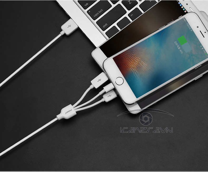 Cáp sạc Pisen 3 trong 1 Type-C Micro USB Lightning dài 1200mm AP07