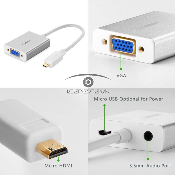 Cáp Micro HDMI sang VGA chính hãng Ugreen UG-40222