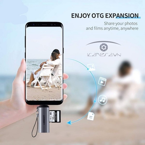 Đầu đọc thẻ nhớ SD/TF chuẩn USB Type C Ugreen 50704 chính hãng