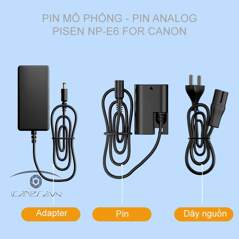 Bộ trợ nguồn Pin ảo CANON LP-E6 - Pin Analog PISEN LP-E6