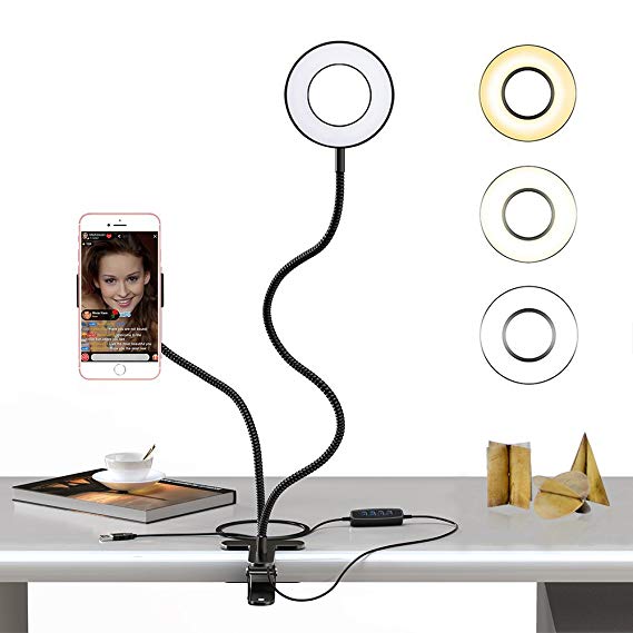 Bộ giá đỡ livestream có đèn LED 2 trong 1 kẹp thành bàn LSS-021