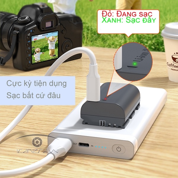 Pin sạc PISEN Camcorder Type-C LP-E6NH dùng cho máy ảnh Cano