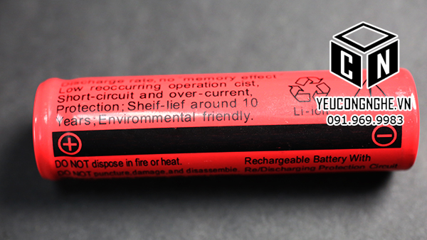 Pin sạc 4.2V cho đèn pin Focus Lithium Ion rechargeable 186500