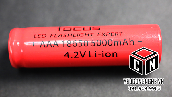Pin sạc 4.2V cho đèn pin Focus Lithium Ion rechargeable 186500