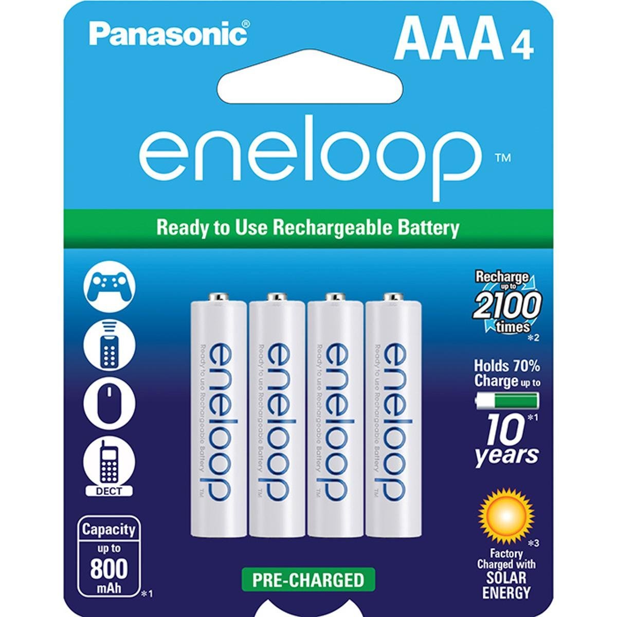 Pin Eneloop BK-4MCCE/2BV cỡ AAA 2000mah vỉ 4 viên màu trắng