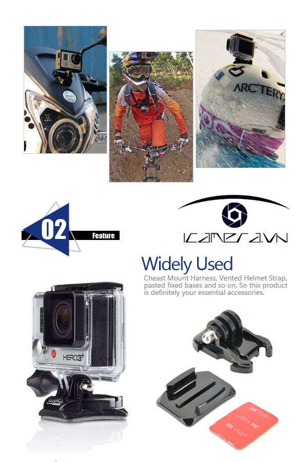 Bộ gá kẹp gài GoPro Hero Miniisw M-AC Universal Curved Surface Mount Kit