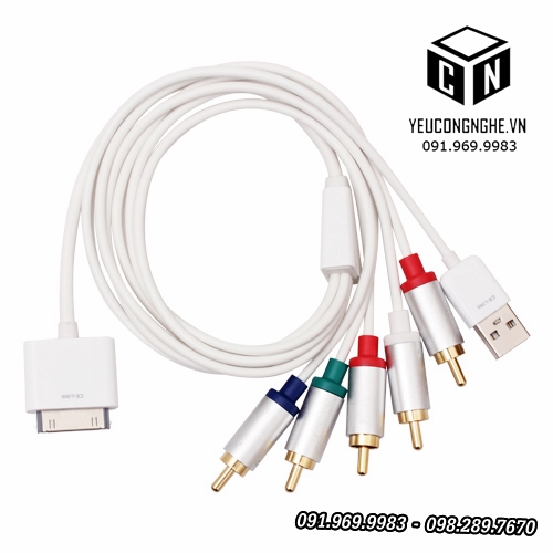 Cáp chuyển đổi ra Tivi AV Component từ iPhone iPad iPod 30-pin