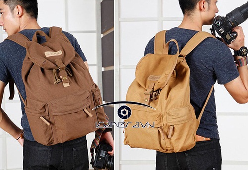 Ba lô kèm túi đựng máy ảnh chống nước Caden F5 vải Cotton Canvas