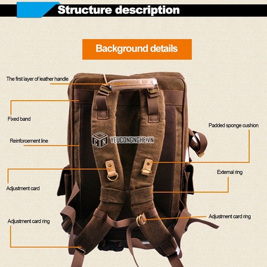 Balo đựng máy ảnh DSLR Canon Nikon Sony Caden N5 chính hãng