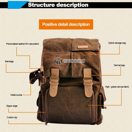 Balo đựng máy ảnh DSLR Canon Nikon Sony Caden N5 chính hãng