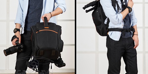 Balo máy ảnh Caden K5 cho camera DSLR đeo vai kèm áo mưa
