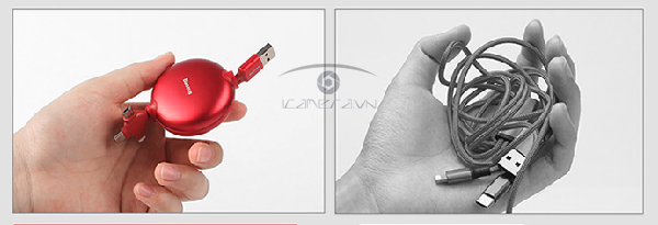 Cáp sạc điện 3 trong 1 Type-C/ Micro USB/ Lightning dạng dây rút Baseus Litle Octopus LV389