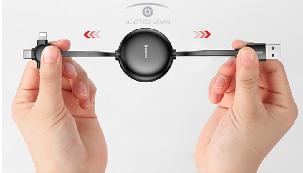 Cáp sạc điện 3 trong 1 Type-C/ Micro USB/ Lightning dạng dây rút Baseus Litle Octopus LV389