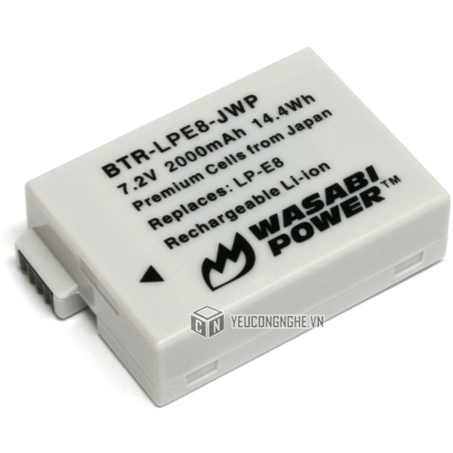 Bộ 2 pin 1 sạc cho máy ảnh Canon LP-E8 Wasabi