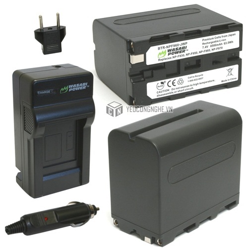 Bộ 2 pin 1 sạc cho máy quay Sony NP-F960 Wasabi