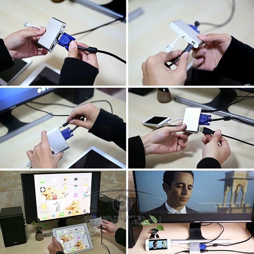 Bộ chuyển đổi tín hiệu Lightning ra HDMI/VGA/Audio adapter 3 trong 1 P32