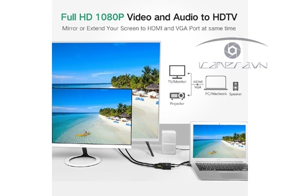 Bộ Chuyển Lightning to HDMI + VGA cho Iphone, ipad Ugreen UG-30963