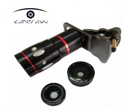 Ống kính smartphone set đầy đủ hiệu ứng tele, macro, fisheye, góc rộng đa năng