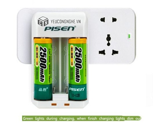 Bộ pin AA 2 viên kèm 1 sạc Ni-MH 2500mAh Pisen TS-MC005