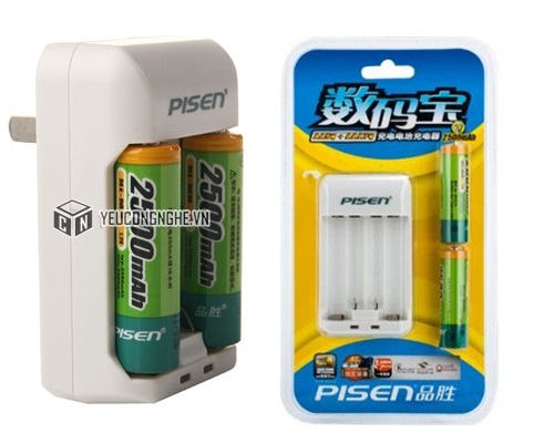 Bộ pin AA 2 viên kèm 1 sạc Ni-MH 2500mAh Pisen TS-MC005