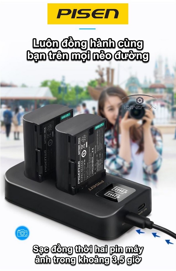Bộ Sạc Kép Pin Máy Ảnh Canon LP-E6