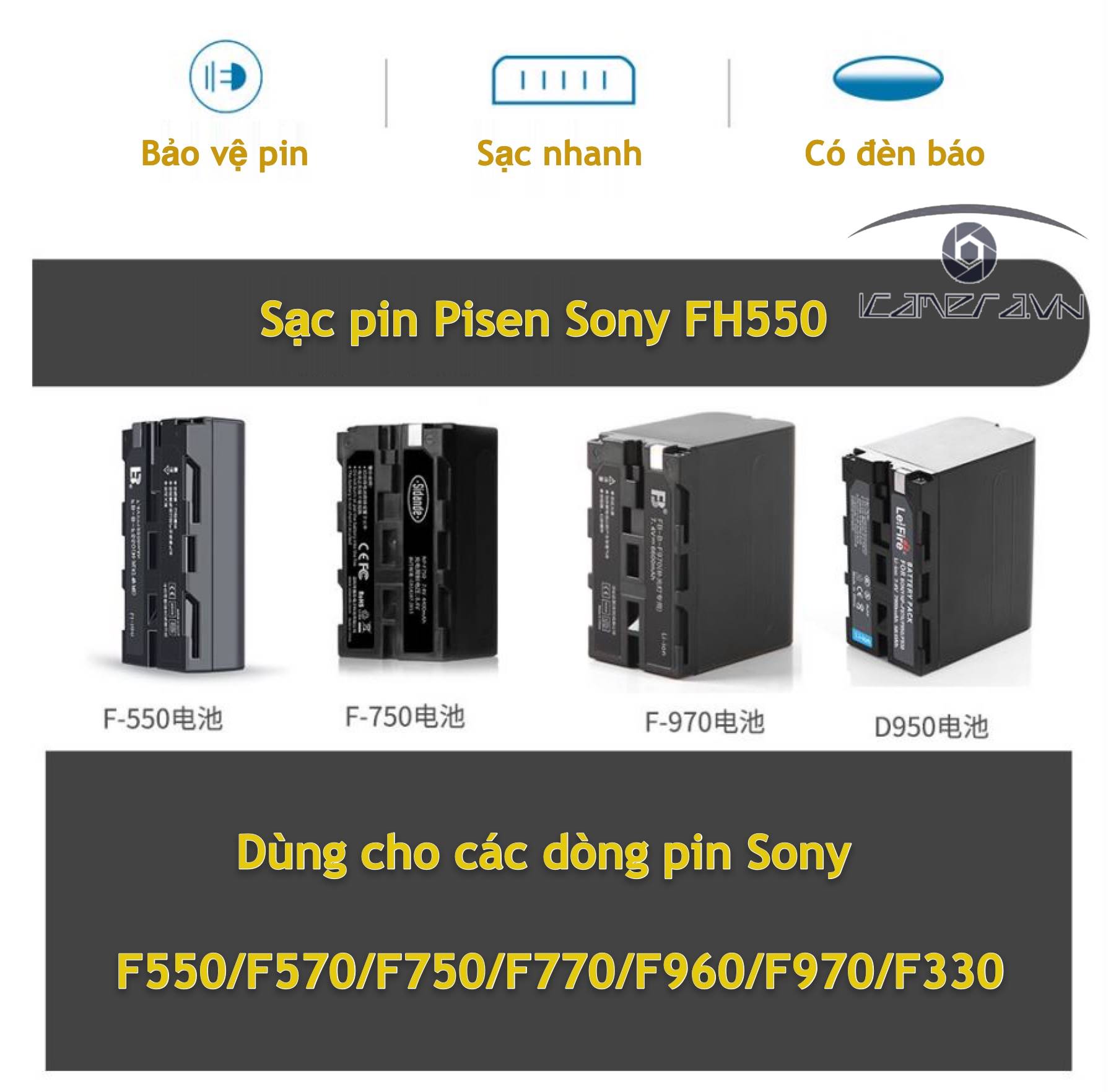 Bộ Sạc Pin Máy Ảnh Pisen Sony F550/F750/F970