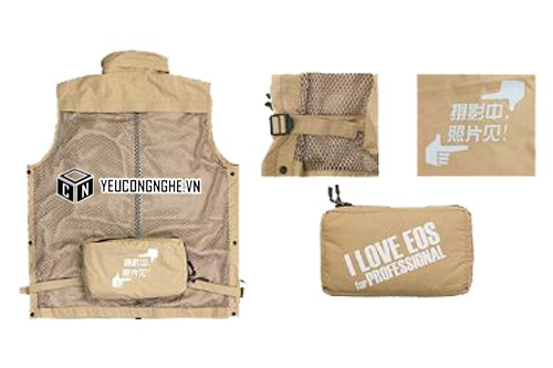Áo gile nhiếp ảnh gia Cameraman Vest 20151H màu kem I love EOS for Professional chính hãng