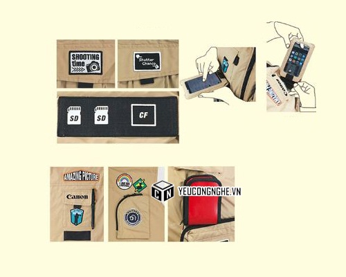 Áo gile nhiếp ảnh gia Cameraman Vest 20151H màu kem I love EOS for Professional chính hãng