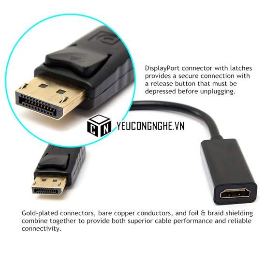 Cáp chuyển đổi cổng Displayport ra đầu HDMI adapter cable giá rẻ