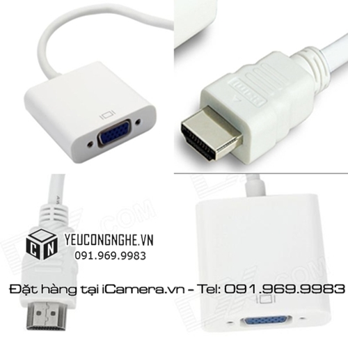 Cáp chuyển đổi cổng HDMI ra VGA cho Tivi Máy Chiếu Laptop