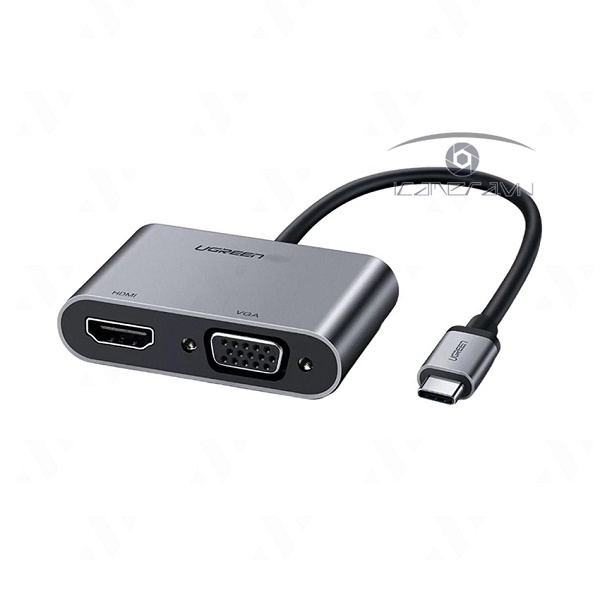 Cáp USB Type C to HDMI + VGA Ugreen 50505 hỗ trợ sạc Power Delivery chính hãng