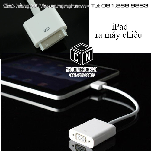 Cáp chuyển đổi tín hiệu iPad ra cổng VGA máy chiếu kết nối hình ảnh