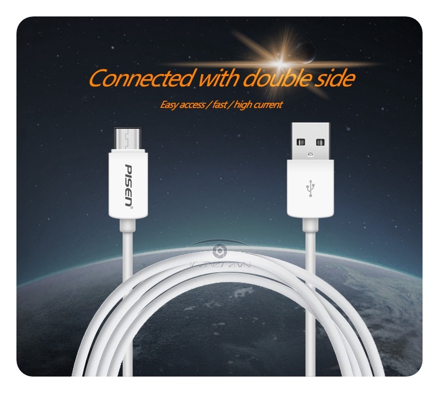 Cáp sạc Type-C tốc độ nhanh 2A độ dài 1m cổng vào USB chính hãng Pisen