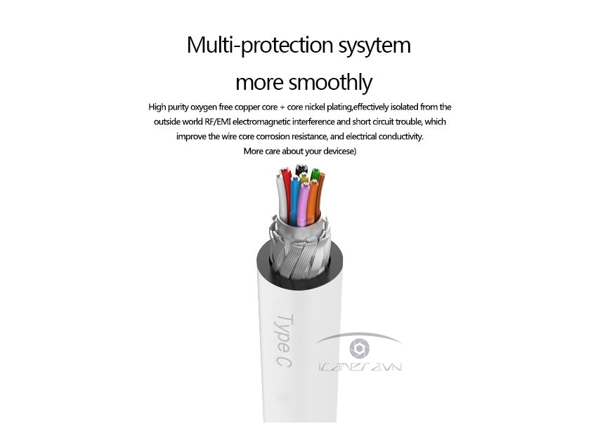 Cáp sạc Type-C tốc độ nhanh 2A độ dài 1m cổng vào USB chính hãng Pisen