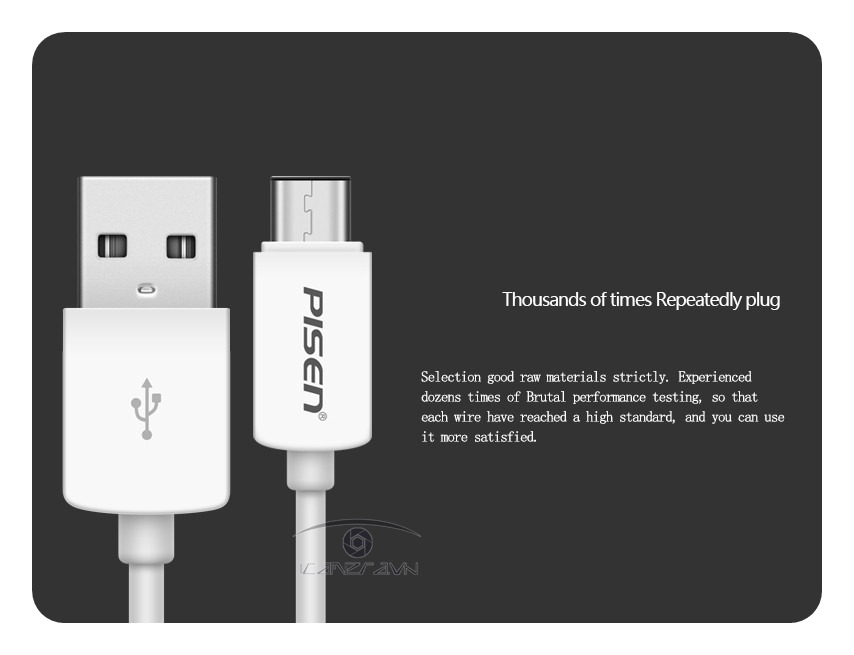 Cáp sạc Type-C tốc độ nhanh 2A độ dài 1m cổng vào USB chính hãng Pisen