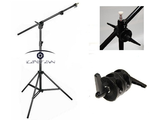 Chân đèn kèm boom arm tay khuỷu, khớp nối Studio Lighting 2m