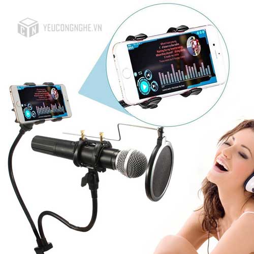 Gá kẹp micro hát karaoke 3 trong 1 cho điện thoại MIC301