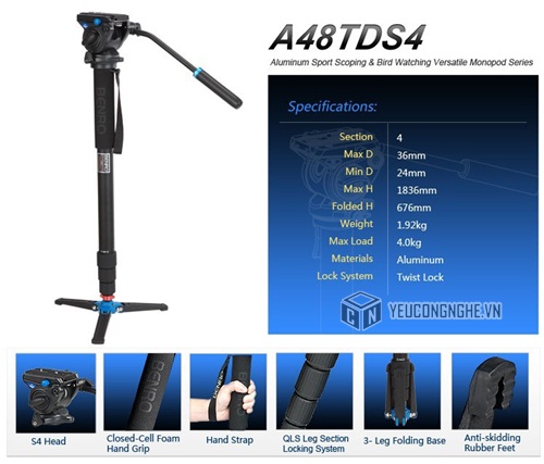 Chân máy Monopod Benro A48TDS4 chính hãng