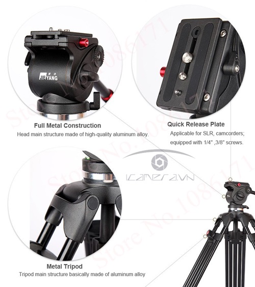 Chân máy quay floor spreader Tripod Jieyang 0508AD