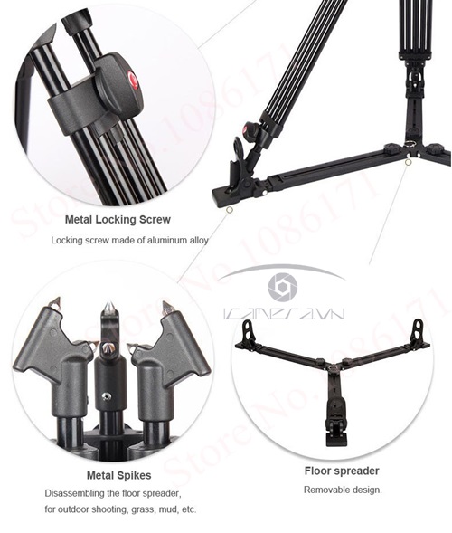 Chân máy quay floor spreader Tripod Jieyang 0508AD
