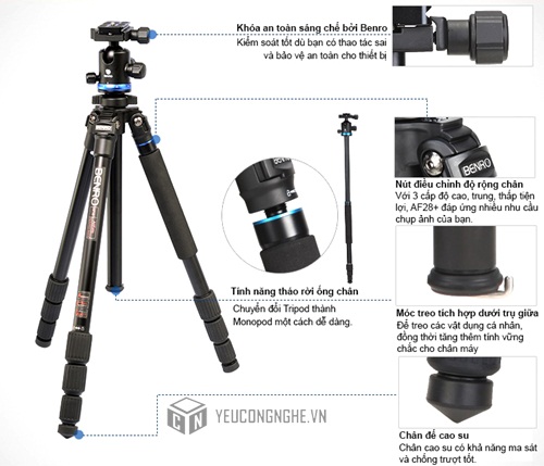 Chân máy Tripod Benro AF28+ chính hãng giá tốt