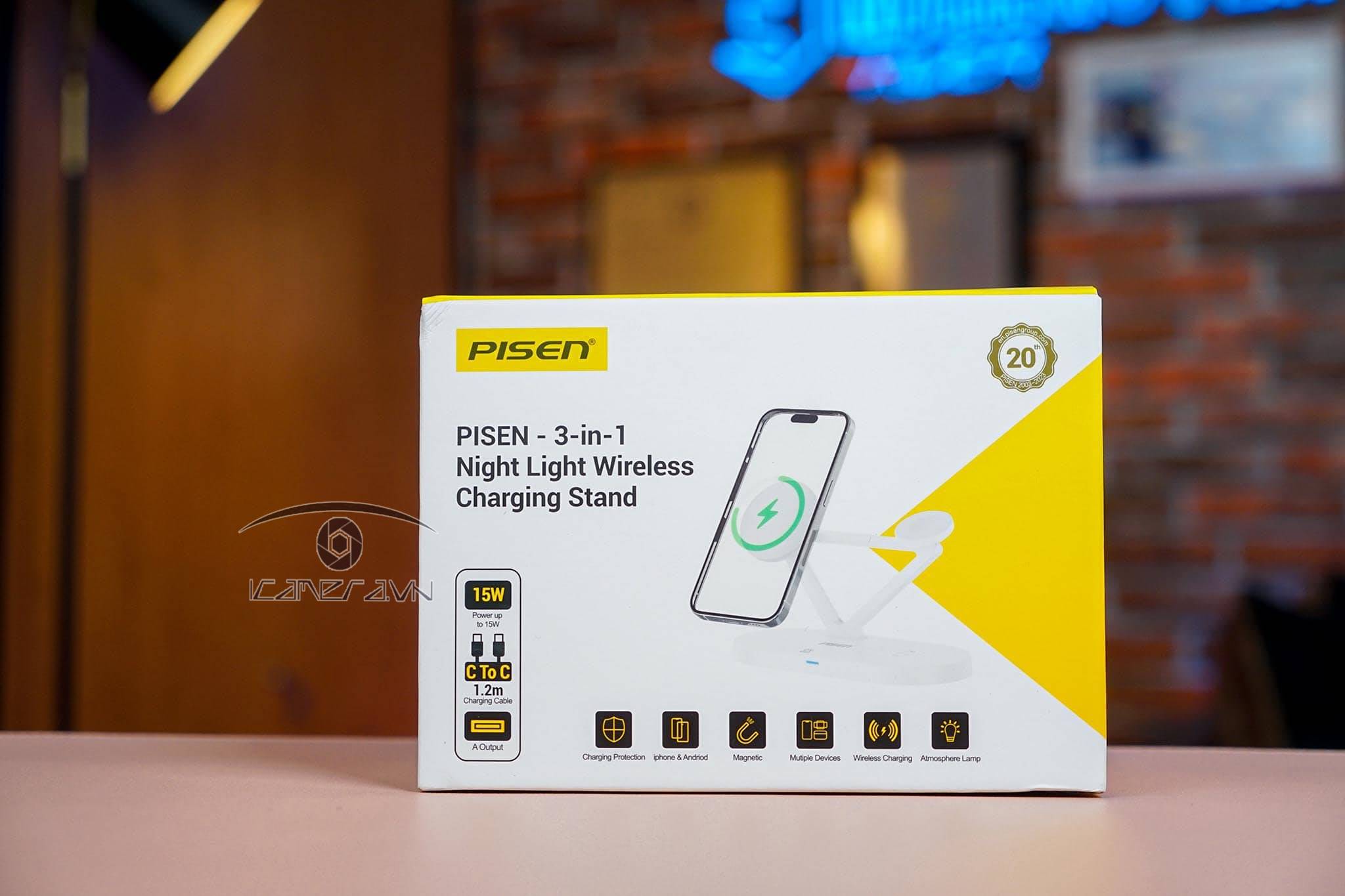 Sạc không dây 3 trong 1 PISEN PRO - WIRELESS 3-IN-1 Night Light