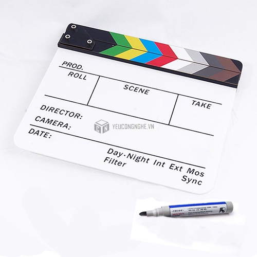 Clapboard phụ kiện quay phim 30x24cm màu trắng kèm bút CB-3024