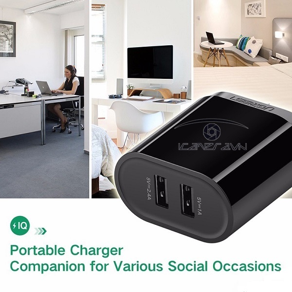 Củ sạc 2 cổng cho điện thoại, máy tính bảng Ugreen 20383